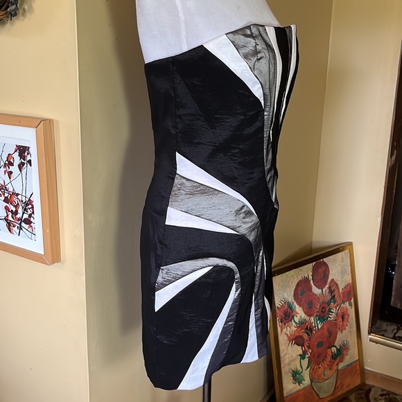 Vtg 80's JESSICA MCCLINTOCK Size 12 Colorblock Strapless Wave Neckline NEW - Picture 4 of 15